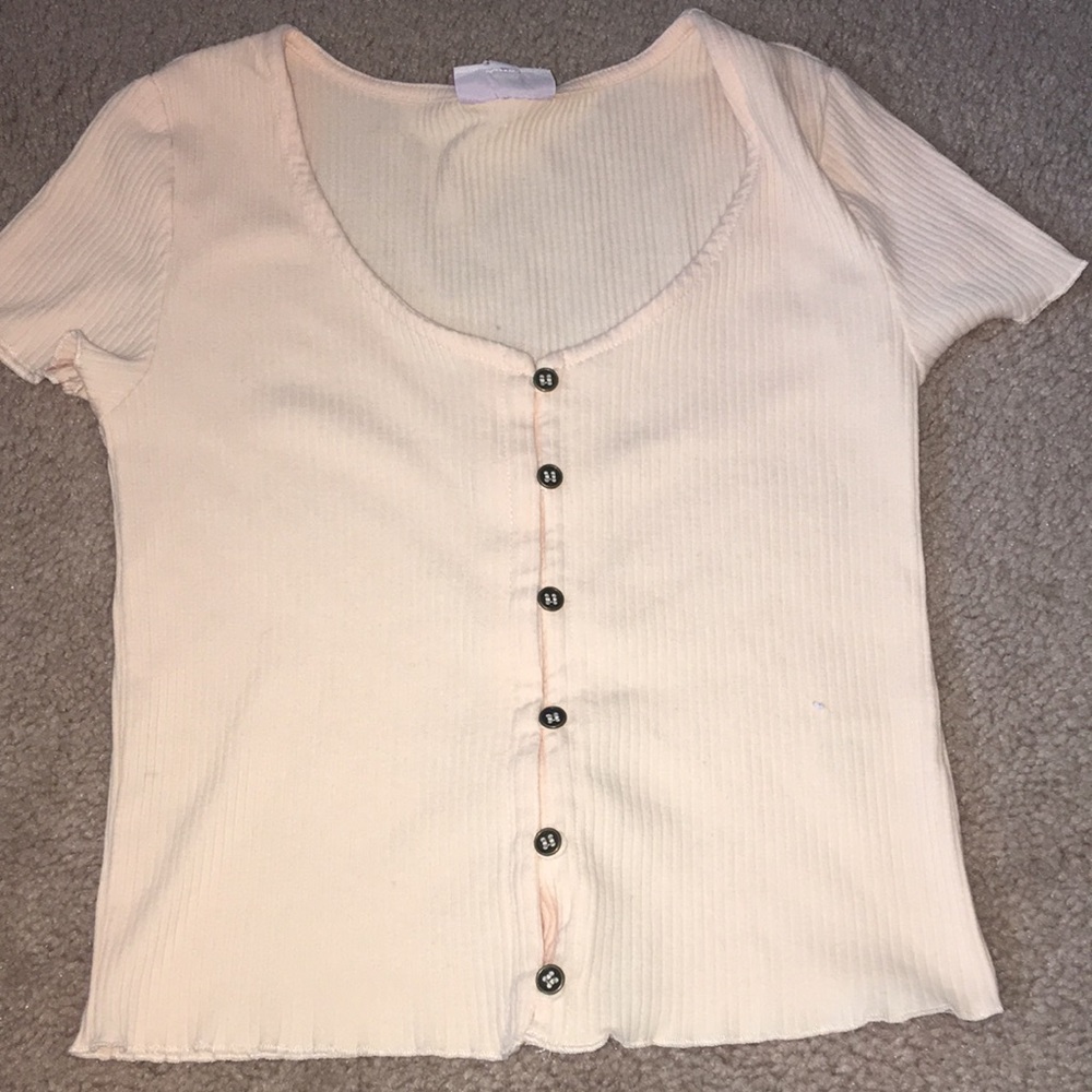 PINK BUTTON UP CROPPED TEE